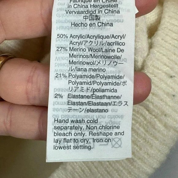 MADEWELL Ada Bobble Polka Dot Cream Black Wool Blend Cozy Preppy Sweater Size XS - Picture 5 of 5